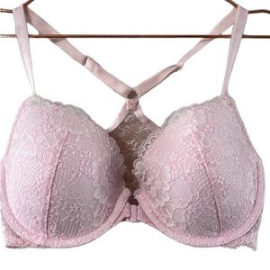 Victoria’s Secret Dream Angels Racer Back Demi Bra Pink Lace Size 32DD